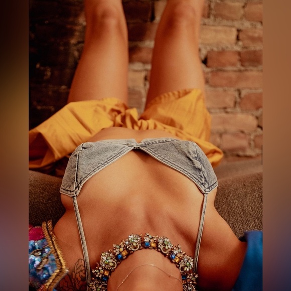 NWT Ser.o.ya Addlyn Blue denim bra bralette Sorrento sz Medium - Picture 11 of 15